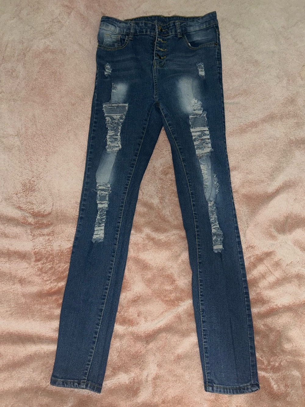 Dark Blue Distressed Skinny Jeans